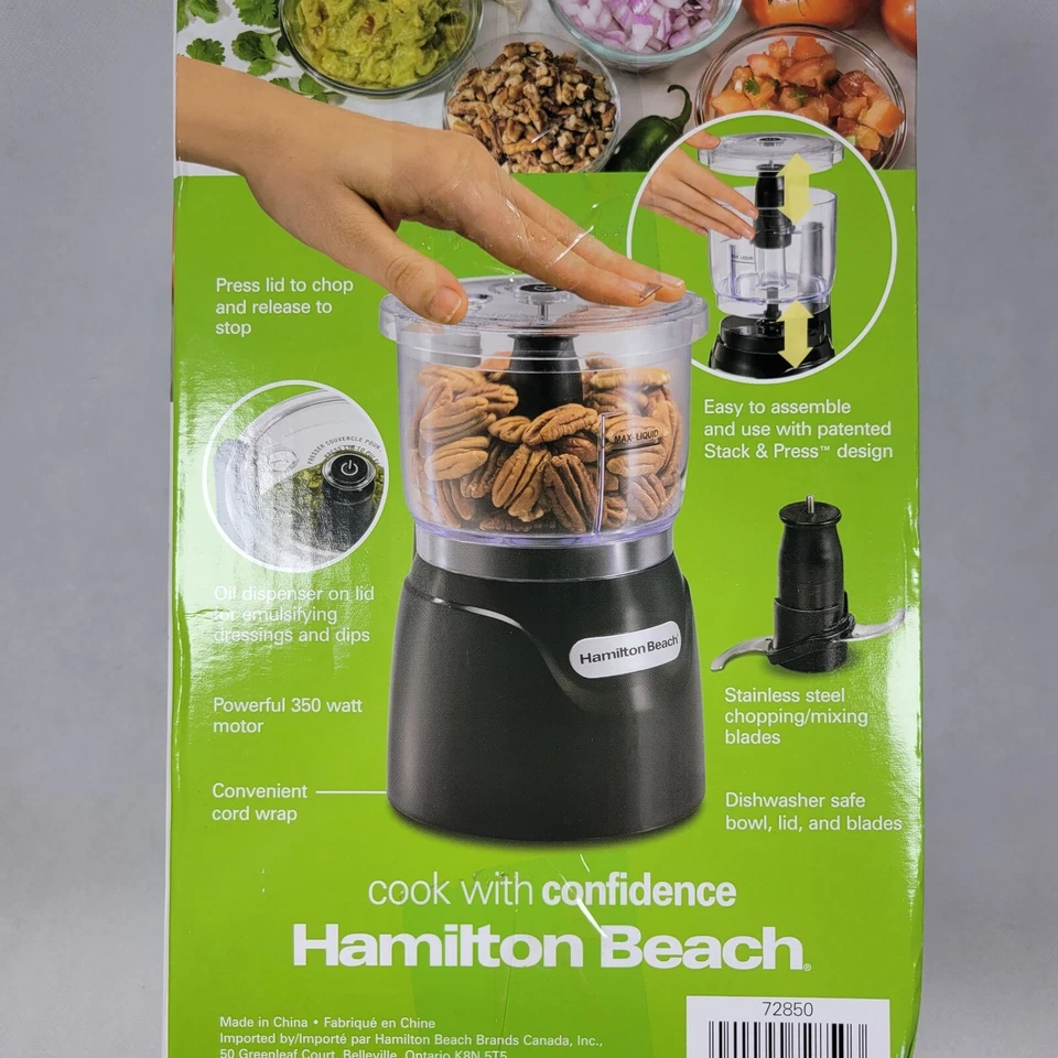 Hamilton Beach Black Stack And Press 3 Cup Food Processor Chopper 72850 - Image 4 of 4