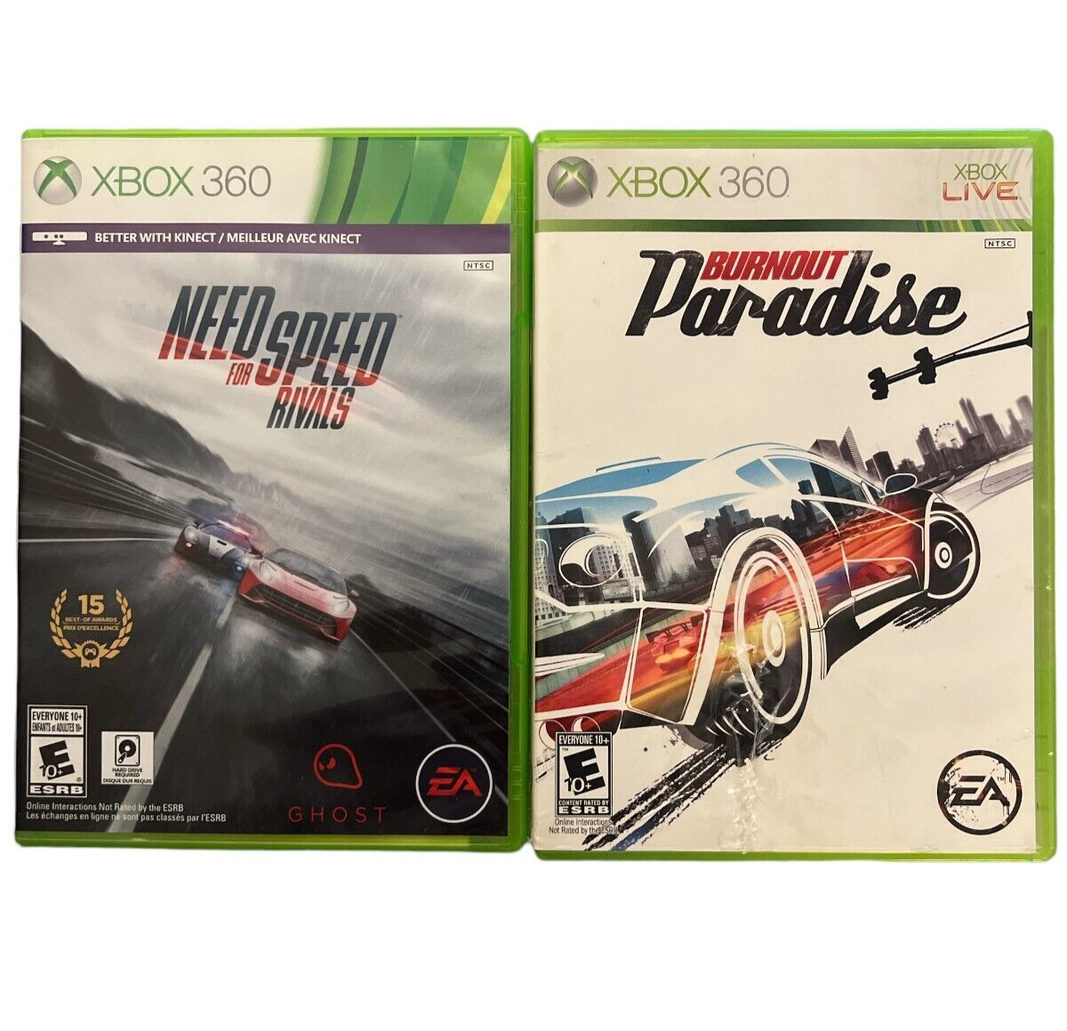 Burnout Paradise (Microsoft Xbox 360,) CIB & Need for Speed Rivals