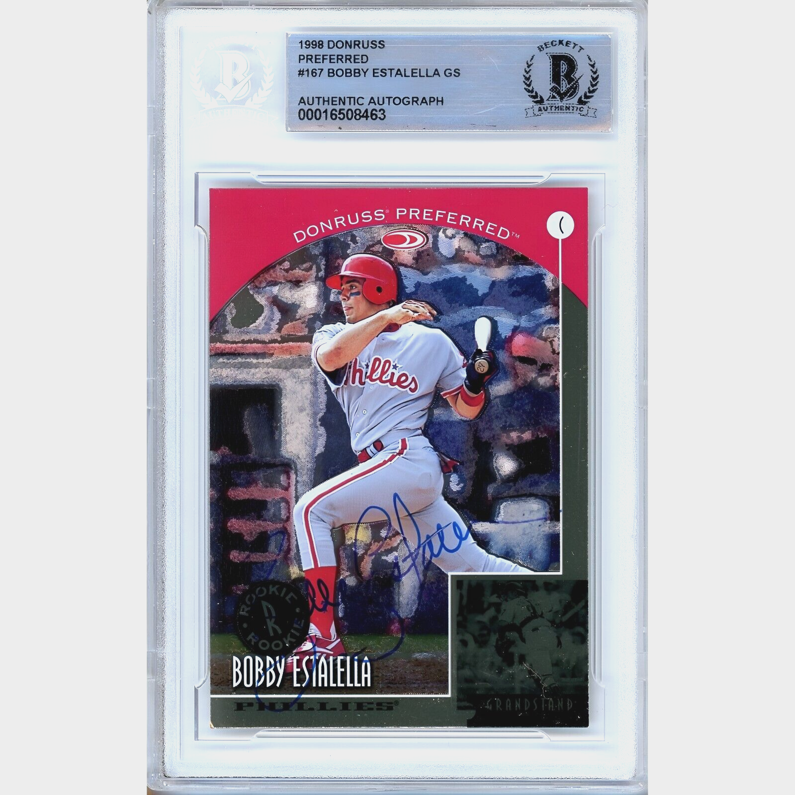 Bobby Estalella Phillies Auto 1999 Donruss Preferred 167 BAS Auth Autograph Slab