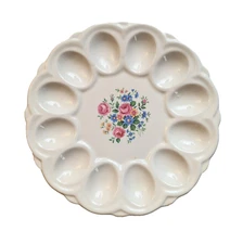 E & R American Heritage Deviled Egg Plate Easter Floral Pattern 1930s Vintage