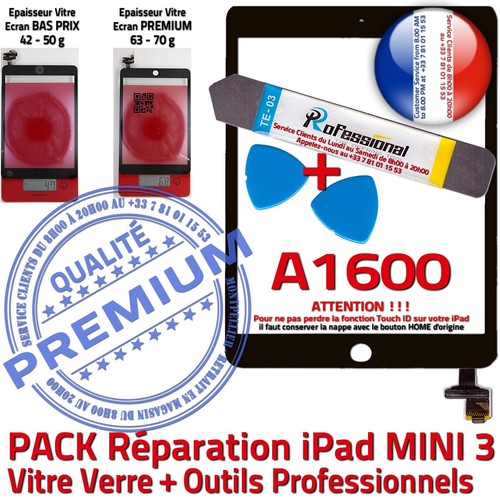 PACK Vitre Tactile iPad MINI A1600 Noir Écran Verre PREMIUM Assemblé Outils IC - Photo 2/9