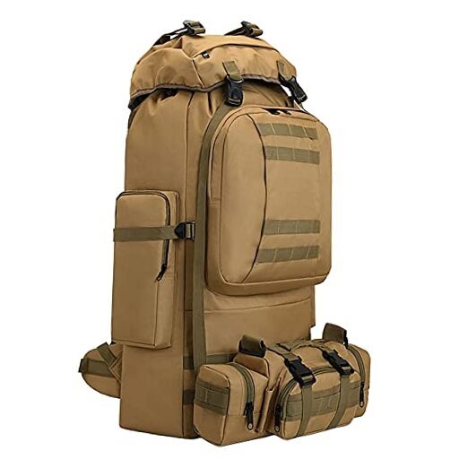 King'sGuard 100L Camping Hiking Backpack Molle Rucksack Military Camping Khaki