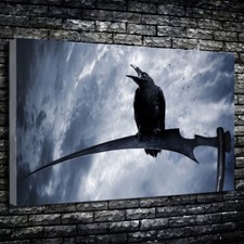 Creepy Crow On A Scythe Poe Printed Canvas Picture Multiple Sizes 30mm Deep