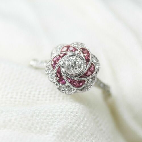 1920s Art Deco 2.25Ct Round Cut Lab-Created Diamond Bezel Antique Vintage Rings - Picture 1 of 4