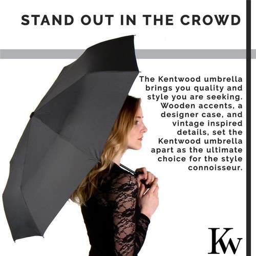 NEW Kentwood Windproof Umbrella Auto Open/Close Stylish Gray Design Women/Men - 第 3/12 張圖片