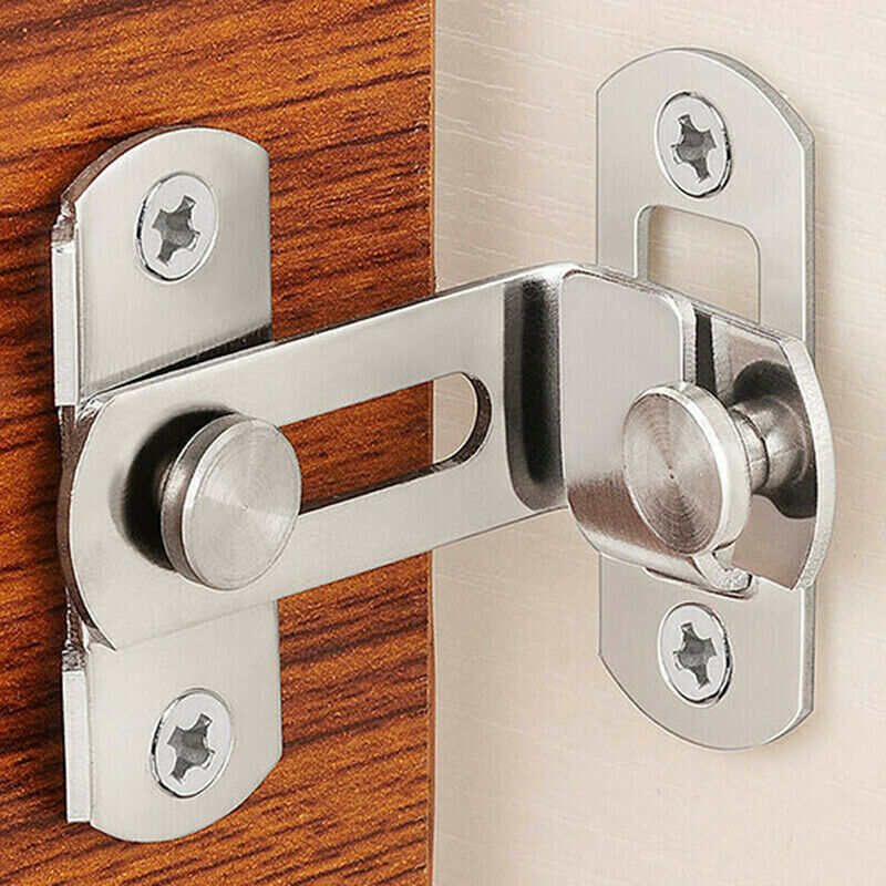 90° Right Angle Sliding Door Lock with Buckle Sliding Door Lock and Barn Door  Lock (1 Pack Silver)