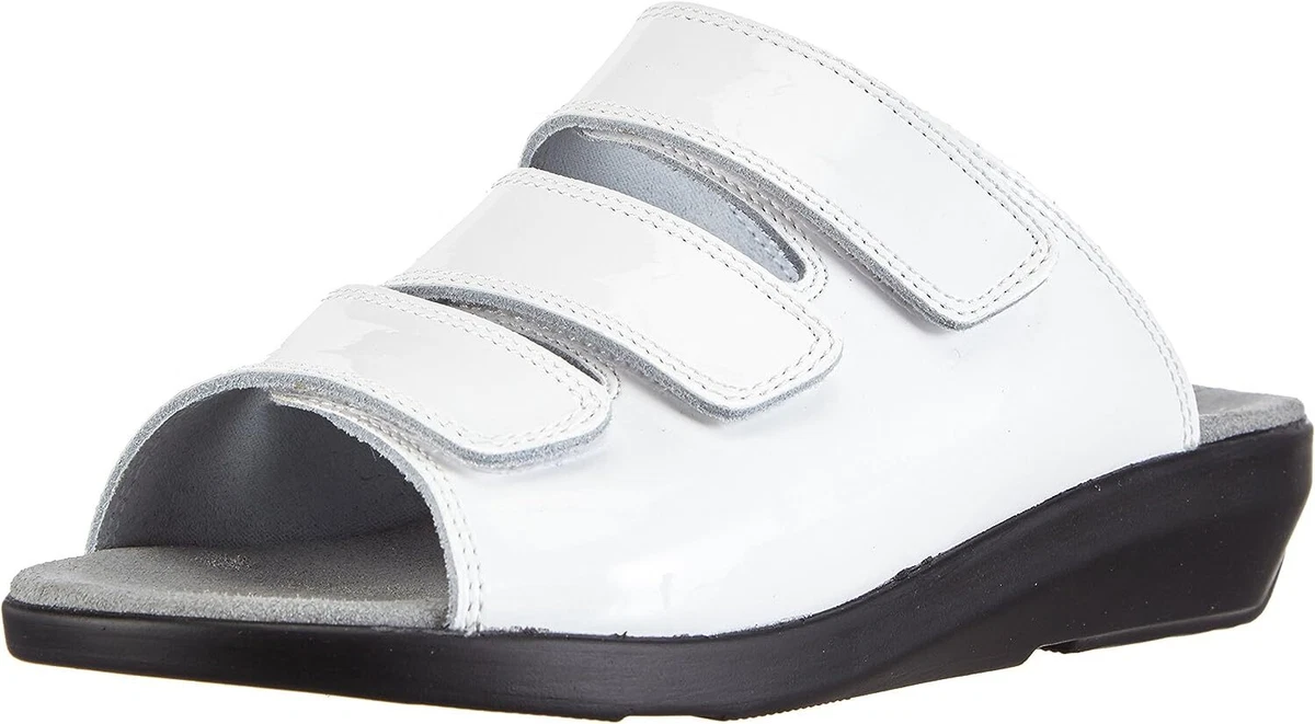 Gevavi Safety Damen 3001 Bighorn SLIPP Lack Sandalen Clogs Wei