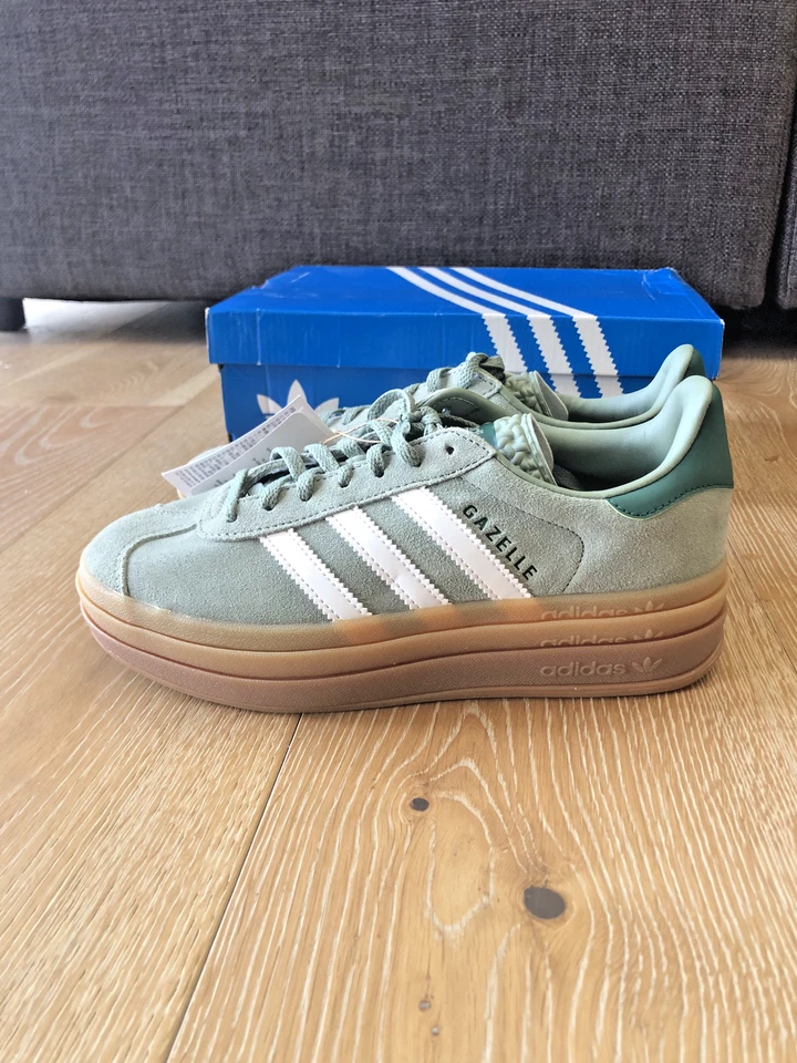 Women sz US 6.5 - adidas Gazelle Bold - Sage Green w/ gum - Image 2 of 4