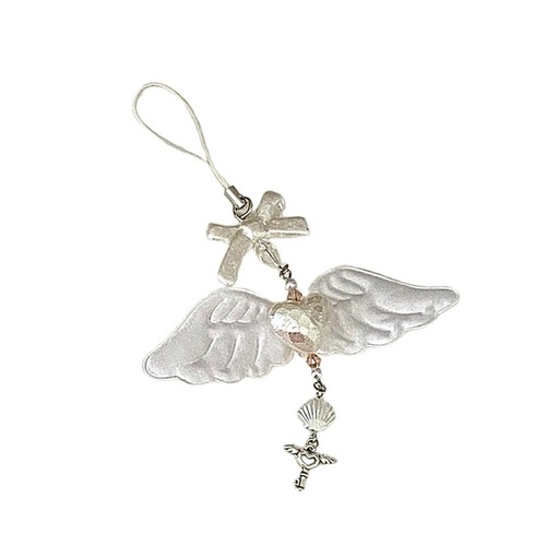 Sweet Heart Wing Bowknot Pendant Phone Straps Lanyard Pocket Keychain Strap