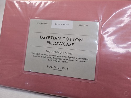 2 X John Lewis Crisp and Fresh 200 TC Egyptian Cotton Standard Pillowcase, Pink - Picture 2 of 5