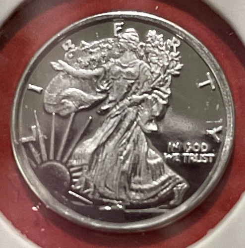 1 Gram Solid Silver Walking Liberty BU Mini Coin. .999 Pure! Affordable Gift!