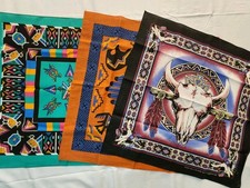 Vintage Lot of 3 South Western NOS Handkerchiefs Steer Skull, Bear, Bird-USA