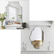 Elegant 40"x28" Scalloped Beveled Glass Wall Mirror for Living Room Decor