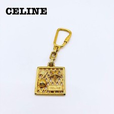 CELINE Triomphe Macadam Keychain Gold GP Logo...