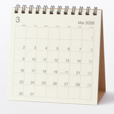 New Muji 2026 Desk Calendar 12x12cm White 2026.03 -2027.03 Monday Start