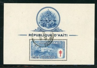 LATIN AMERICA Used S/S Minisheets: HAITI Scott #CB8a TB MALARIA CV$25