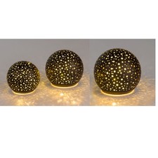 3er Set LED Kugellampen STARS Sterne schwarz D. 10 + 12 + 15cm Glas Formano W25