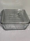 Vintage Anchor Hocking 1932 Design Ribbed 9 x 9 Refrigerator Baking Dish w/lid