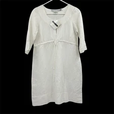 Gretchen Scott Womens Ramie Eyelet Dress Sz XS White Coastal Resortwear Vacation