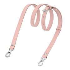 0.6" Genuine Leather Purse Strap for Bag Pink, Silver Buckle 