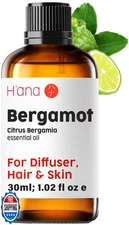 H'ana Bergamot Essential Oil - 1.02 Fl Oz - for Hair, Skin, Diffuser, Aromath