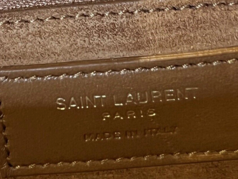 Borsa a tracolla Saint Laurent Le 5 À 7 in pelle liscia beige scuro