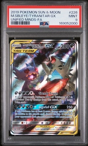 2019 Pokemon Unified Minds Mega Sableye & Tyranitar GX #226/236 Alt Art PSA 9
