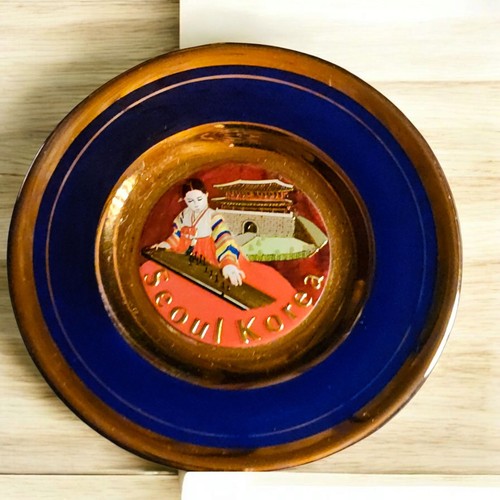 Set Of 3 24k Gold Cobalt Blue Porcelain 3.5" Korean Souvenirs Highly Collectible - Picture 3 of 16