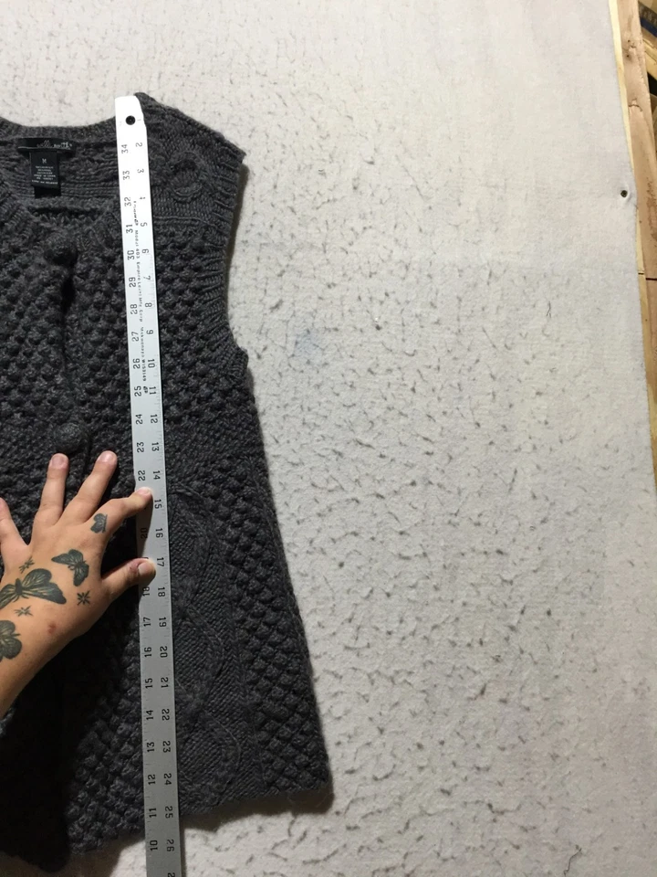 Willi Smith Wool Blend Sweater Womens M Medium Charcoal Gray Textured Chunky - Image 4 of 4