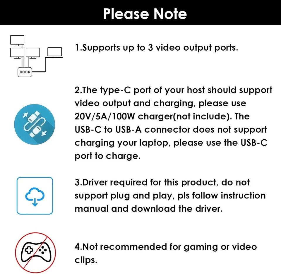 WAVLINK WL-UG7701 Triple 4K60 Display Adapter USB-C/A 3xHDMI 2xDP 100W PD - Image 4 of 4