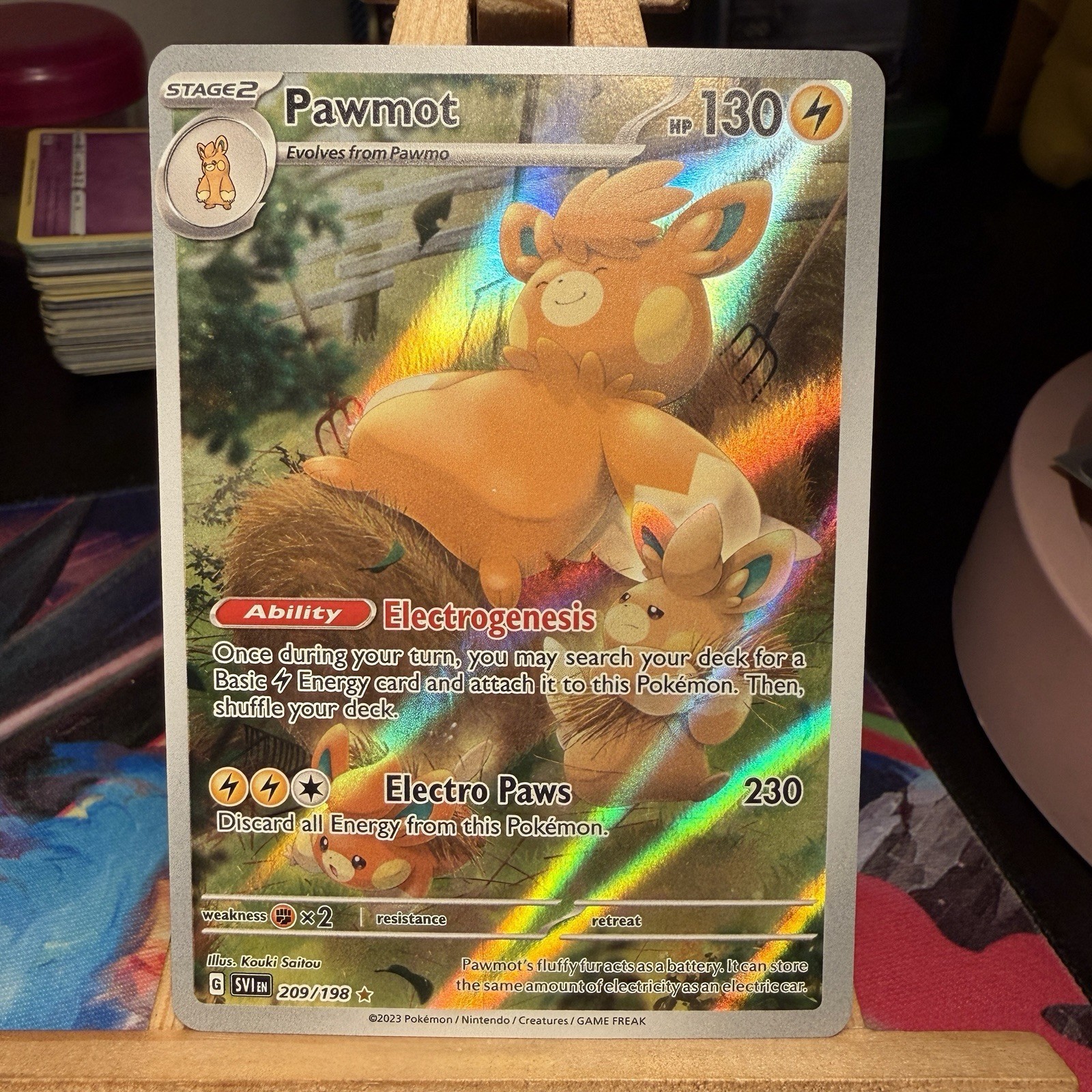 Pawmot 209/198 Scarlet & Violet Illustration Rare Full Art Holo Pokémon TCG MINT