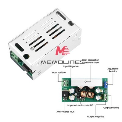 DC7V-60V to DC1.25-35V DC Adjustable Step-Down Module Converter + Aluminum Shell