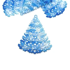 Blue Filigree Christmas Tree, 40x29mm - US Seller