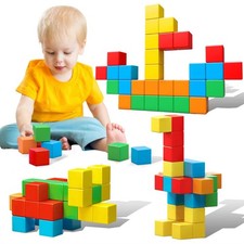 Magnetic Blocks, 1.41 inch Large Magnetic Building Blocks for Toddlers 3 4 5 ...