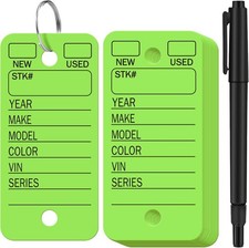 200 Pcs Poly Car Key Tags with 200 Pcs Rings and 2 Markers, Plastic Key Ring Tag