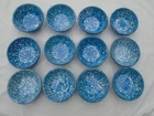 4 STANGL 1970s TOWN & COUNTRY BLUE SPONGEWARE CEREAL/SOUP BOWLS PERFECT
