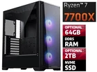 AMD Ryzen 7 7700X, 64GB DDR5, 2TB NVMe SSD, W11,WiFi,RGB,RTX Ready Gaming PC