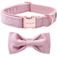 Velvet Dog Collars with Bow tie Bowtie Dog Collar Cute Pink Collar for Girl a...