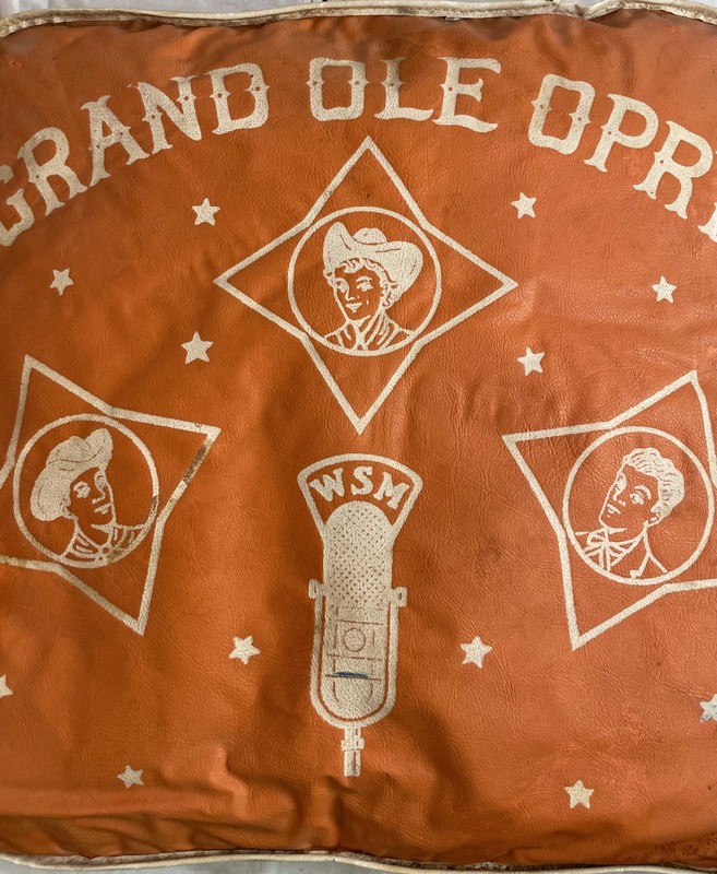 Vintage 1950s Grand Ole Opry WSM Seat Cushion Orange Stars Great Graphics