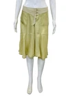Isabel Marant Etoile Silk Midi Skirt Lime Green Asymmetrical Button Front M 38