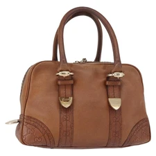 GUCCI GG Canvas Guccissima Hand Bag Leather Brown Gold 181509 Auth yk19565