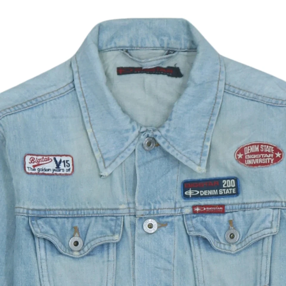 Chaqueta vaquera Big Star azul ligera años 90 vintage pequeña abotonada Foto 3 de 4