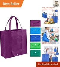 Foldable Extra Large Grocery Bags Set of 5 - Stylish, Washable & Eco-Friendly