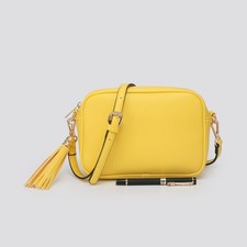Chic Tassel Plain Small Cross Body Shoulder Woman Faux Leather Gold hardware Bag