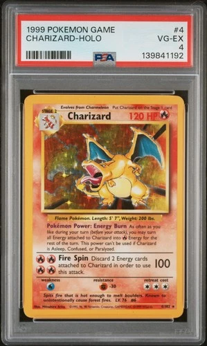 139841192 Charizard 1999 Pokemon Unlimited #4 Rare Holo PSA 4