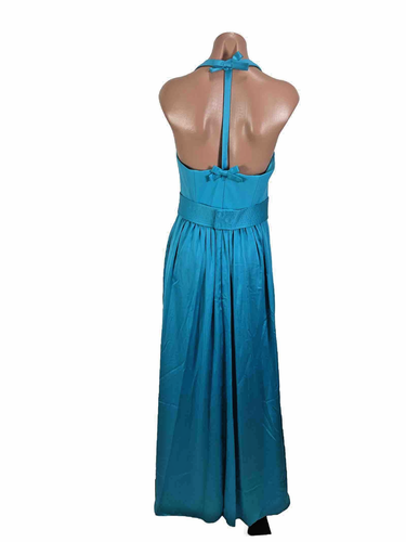 White by Vera Wang Blue Halter Formal Dress 6 A-Line Gown Pockets VW360214 - Picture 2 of 11