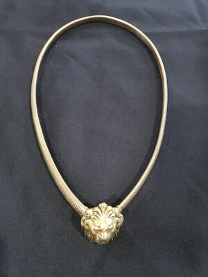 Vintage Accessocraft NYC Lion Head Belt or Statement Collar Necklace Silver Tone Vintage Accessocraft NYC Lion Head Belt or Statement Collar  main image 2