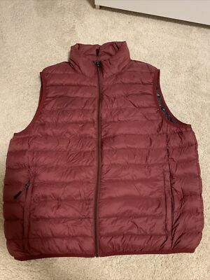 Saks Fifth Avenue Ultralight Puffer Vest Mens Large Maroon Pockets