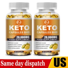 1/2x KETO BHB 20,000mg PURE Ketone FAT BURNER ACV Weight Loss Diet Pills Ketosis