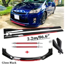 Front Bumper Lip Spoiler Splitter Side Skirt For Toyota Prius Prime Glossy Black